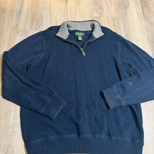 Men’s Eddie Bauer Thick Sweater Navy Blue Size XL Does Have Some Staining